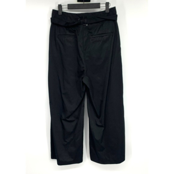M&S Collection Pants Womens Size 6 US 10 UK Black Wide Leg Cropped Belted Waist - Picture 7 of 9